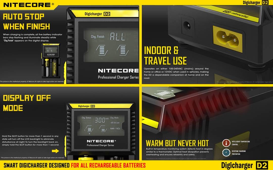 Nitecore D2 Digital 2-slot Universal Battery Charger