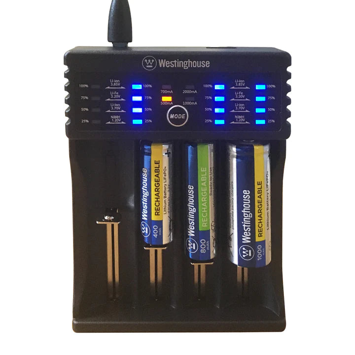Westinghouse 4 Bay Universal Ni-Mh, Li-ion, Li-Fe Smart Charger
