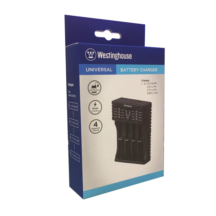 Westinghouse 4 Bay Universal Ni-Mh, Li-ion, Li-Fe Smart Charger