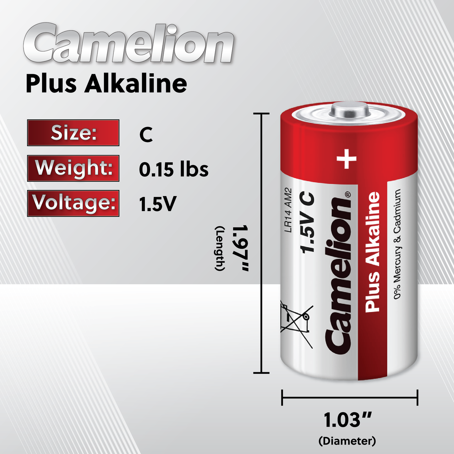 Camelion C Plus Alkaline Batteries Pack of 2