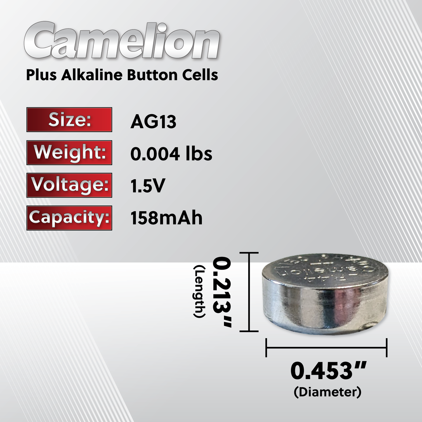 Camelion AG13 / 357 / LR44 1.5V Coin Cell Battery Pack of 50