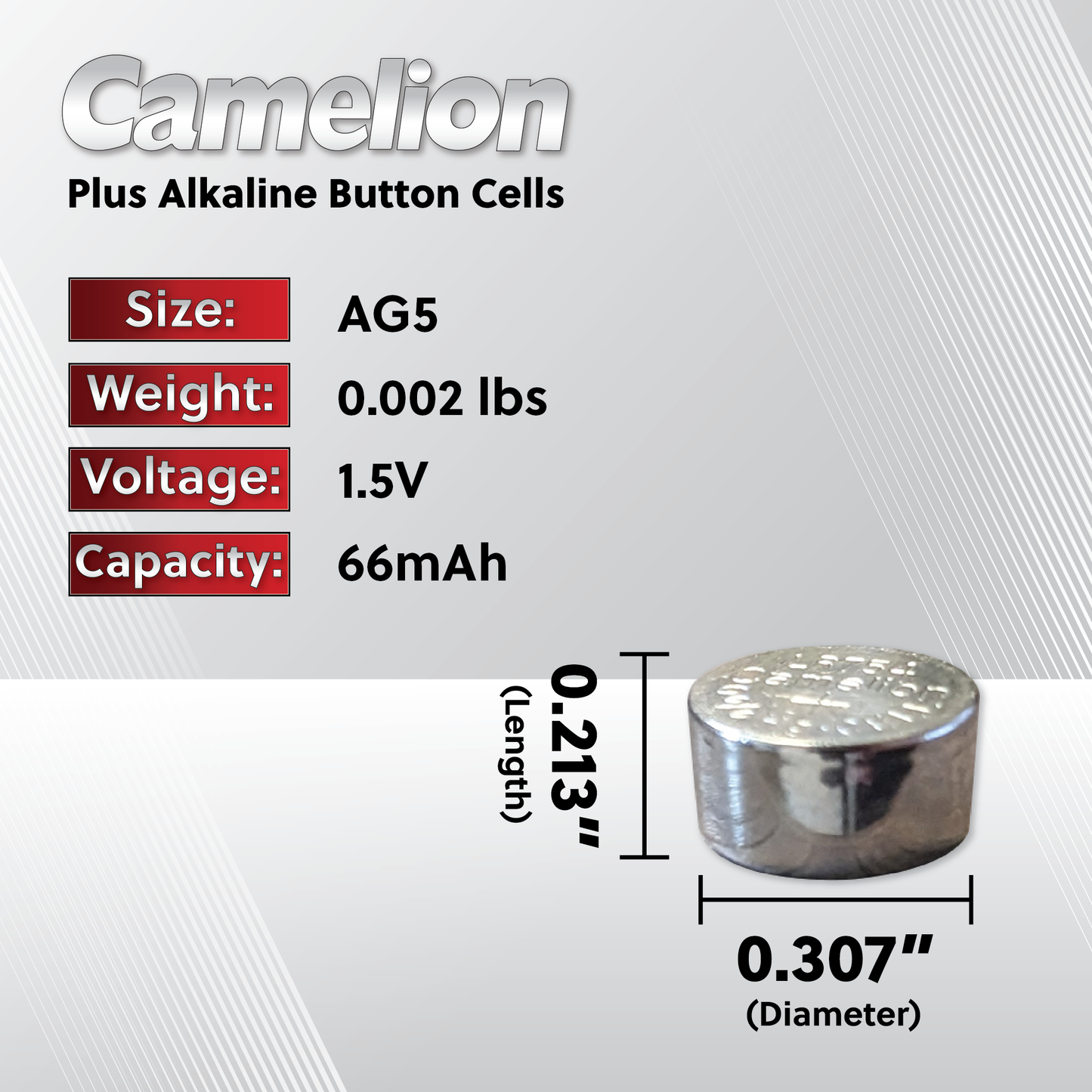 Camelion AG5 / 393 / LR754 1.5V Coin Cell Battery Pack of 10