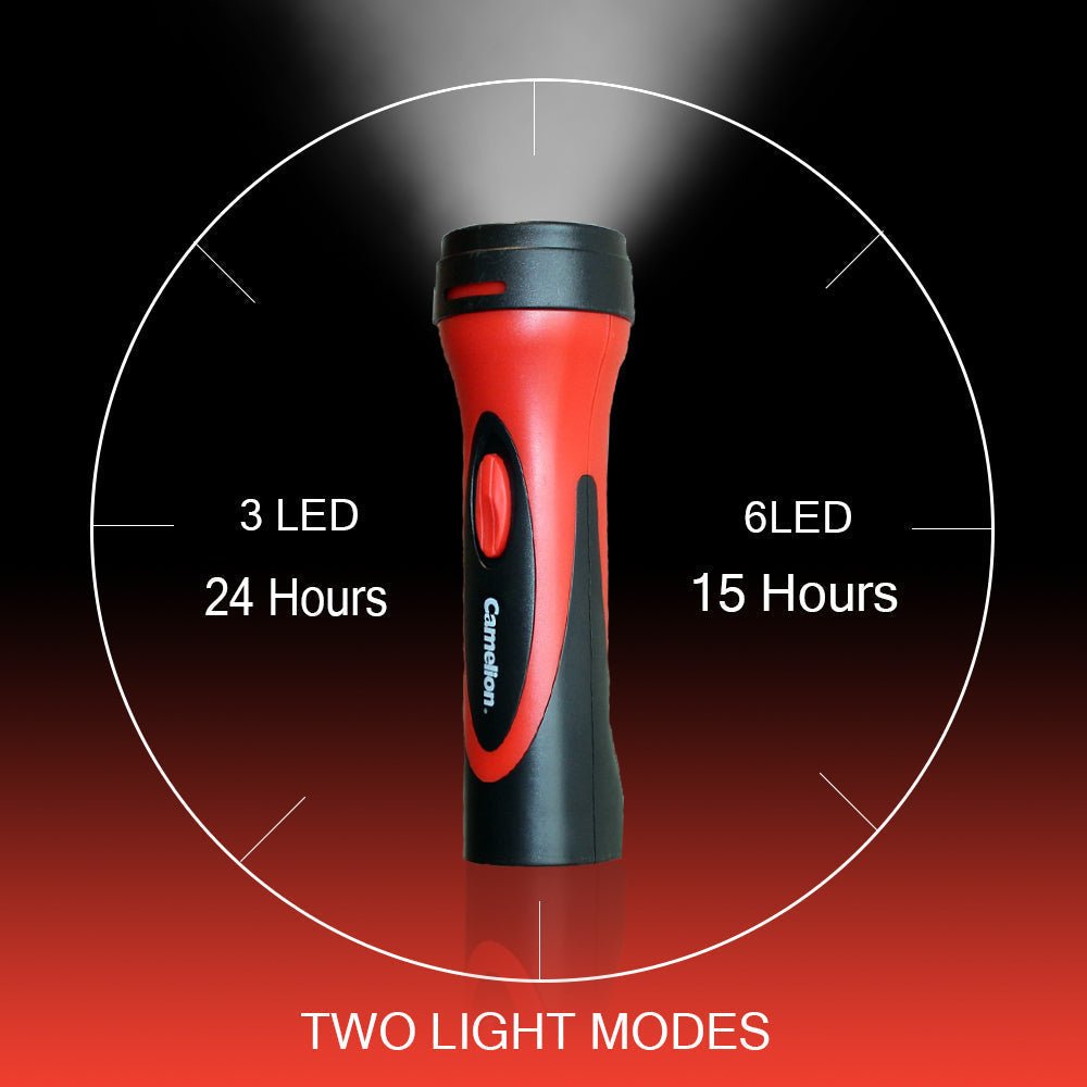 2 Pack Emergency Ready Flashligh Rechargeable - Camelion 6 LED Flashlight - Battery Liquidator