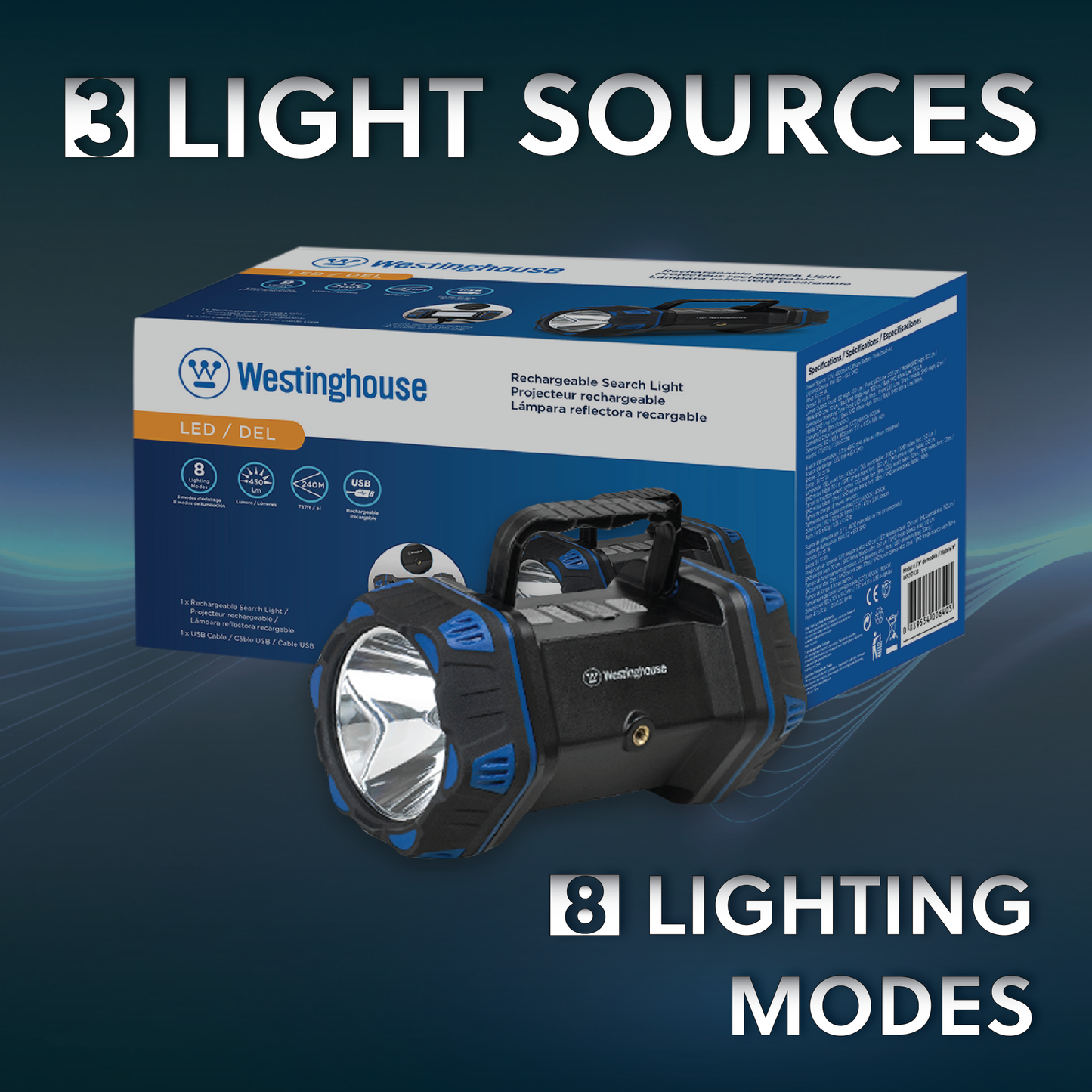 Westinghouse WF217 Eight Mode Rechargeable Search Light, Area Light, and Mobile Power Bank