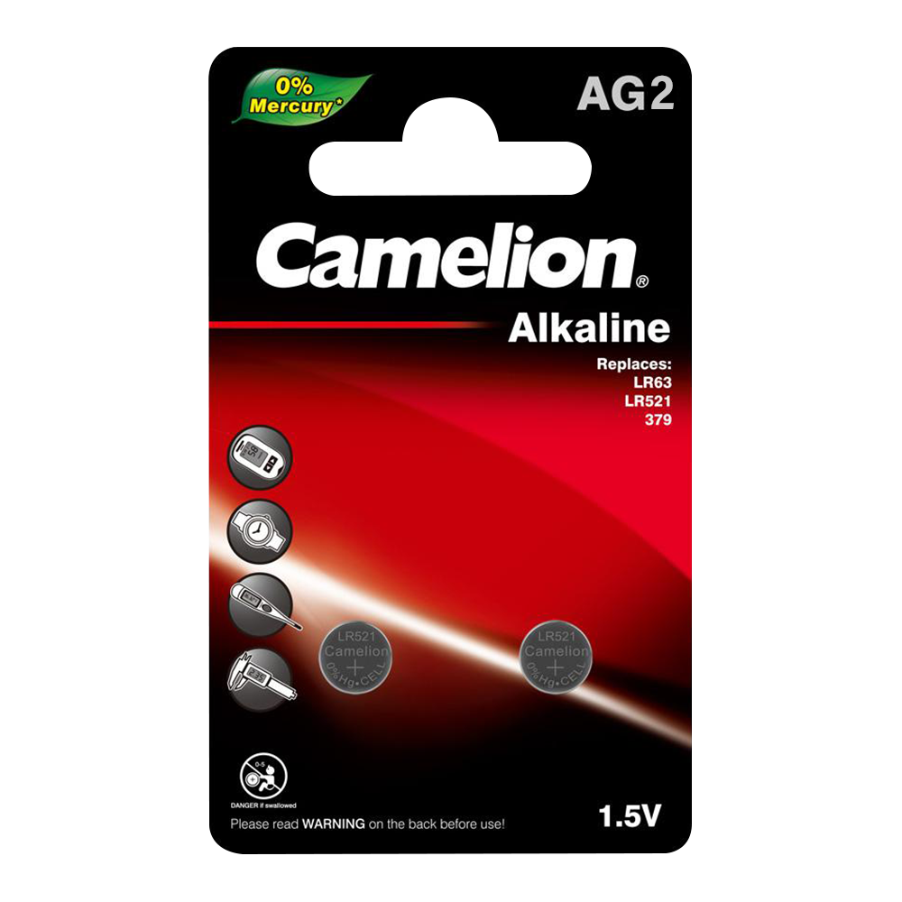 Camelion AG2 / 396 / LR726 1.5V Coin Cell Battery Pack of 2
