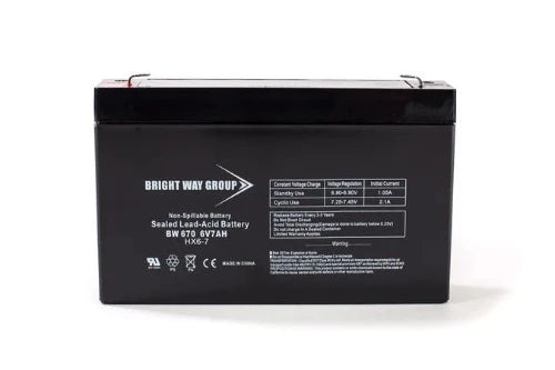 Bright Way BW670 6V 7Ah F1 Terminal AGM Rechargeable Battery - Battery Liquidator