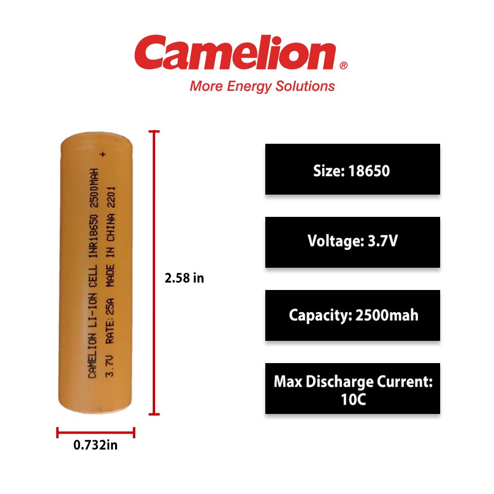 Camelion 18650 2500mAh Rechargeable Battery - Battery Liquidator