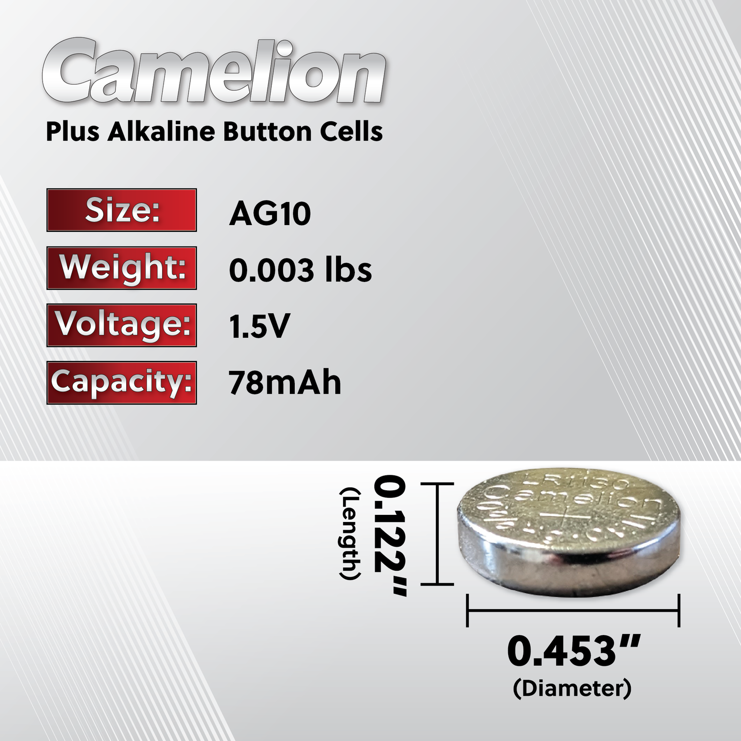 Camelion AG10 / 389 / LR1130 1.5V Coin Cell Battery Pack of 2