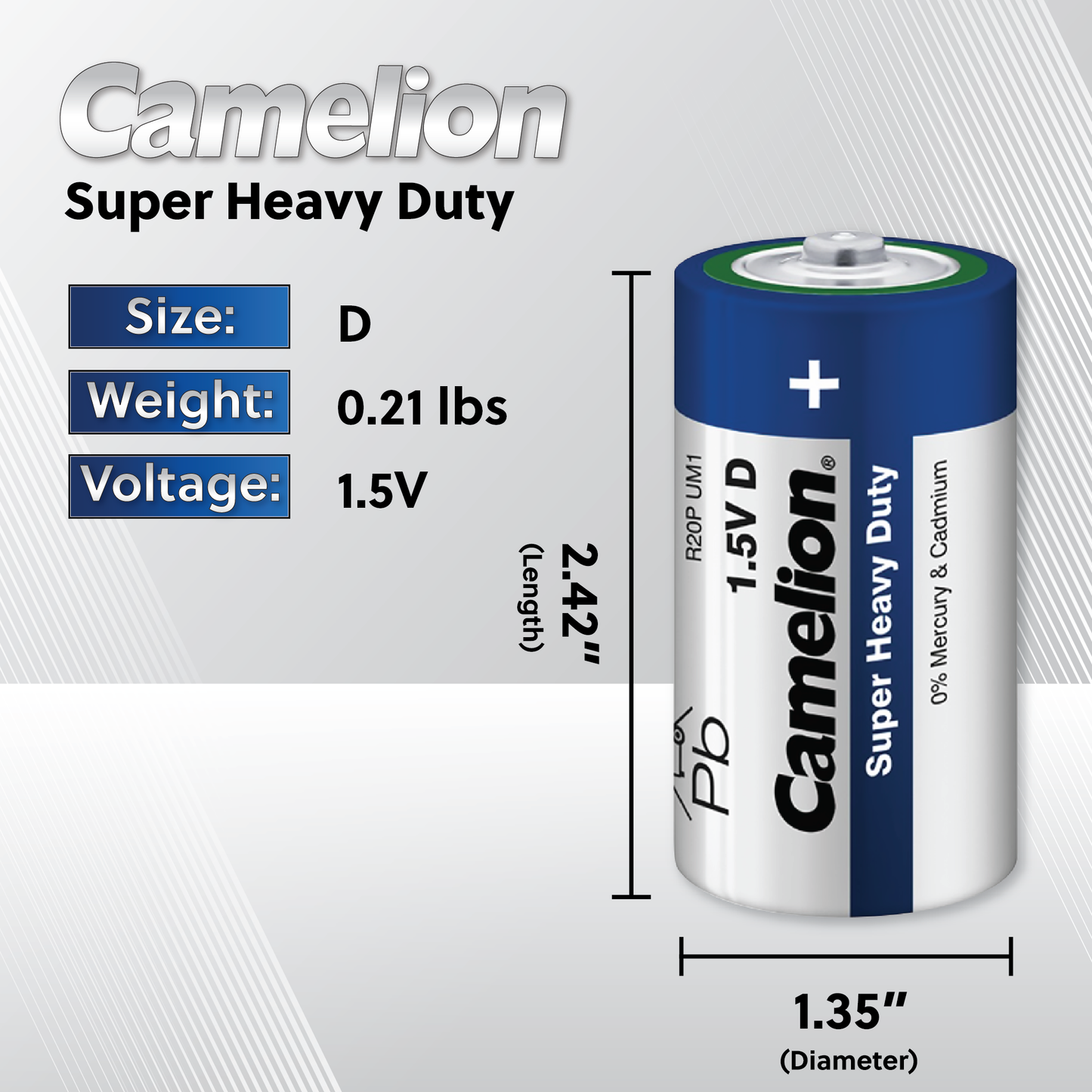 Camelion D Super Heavy Duty Pack of 2