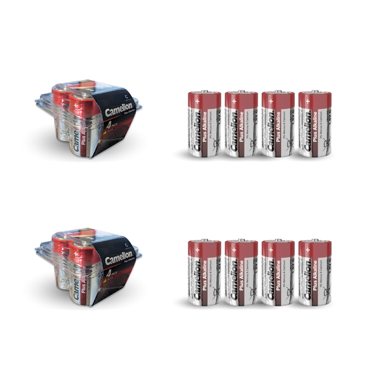 Camelion C Plus Alkaline Batteries Double Pack of 4 (8 Total)