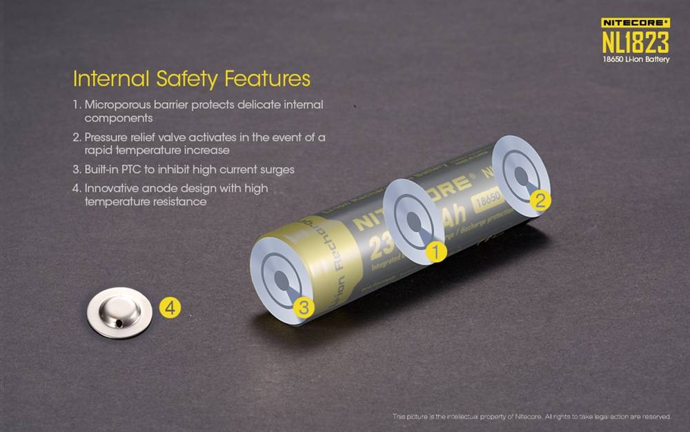 NITECORE NL1823 2300mAh Protected 18650 Rechargeable Battery