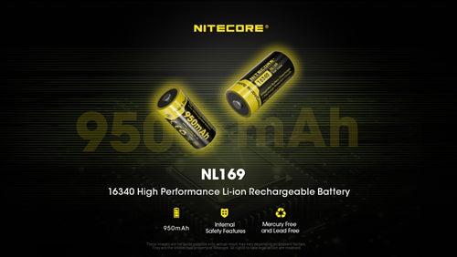 NITECORE NL169 950mAH Rechargeable Li-ion 123A Battery