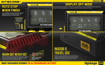 NITECORE D4 Digital 4-slot Universal Battery Charger