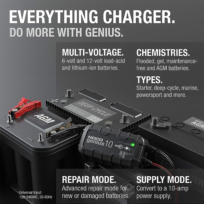 NOCO Genius 10 - 10 Amp 6V and 12V Smart Charger