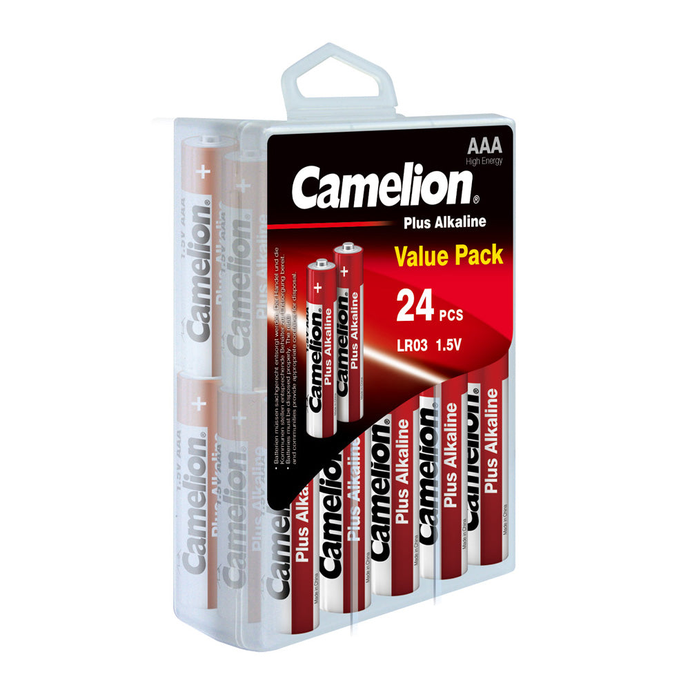 Camelion AAA Plus Alkaline Batteries Hard Plastic Pack of 24