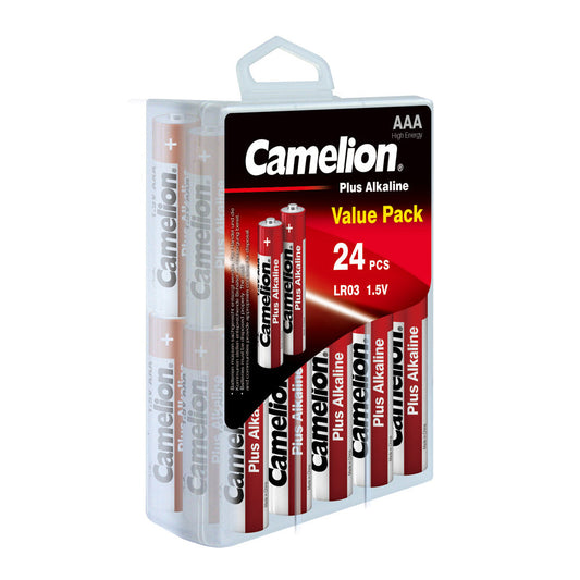 Camelion AAA Plus Alkaline Batteries Hard Plastic Pack of 24