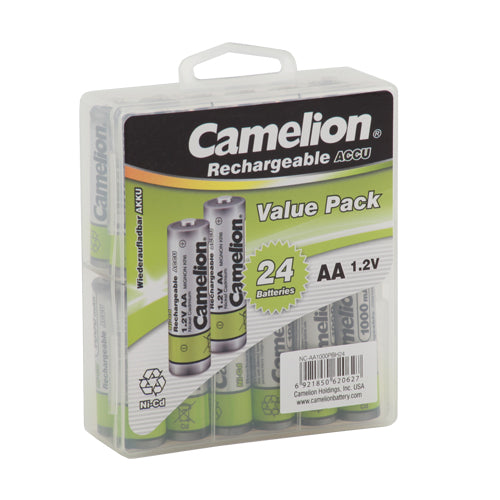 Camelion AA Ni-Cd 1000mAh Rechargeable Batteries Pack of 24