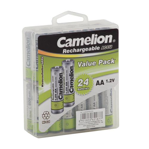 Camelion AA Ni-Cd 600mAh Rechargeable Batteries Pack of 24