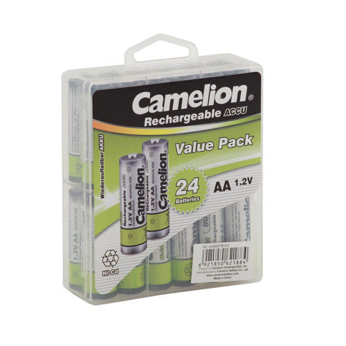 Camelion AA Ni-Cd 800mAh Rechargeable Batteries Pack of 24