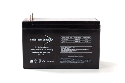 Bright Way BW1290 12V 9Ah F2/ Nut and Bolt Terminal AGM Rechargeable Battery - Battery Liquidator