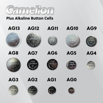 Camelion AG8 / LR55 / 391 1.5V Coin Cell Battery Pack of 10