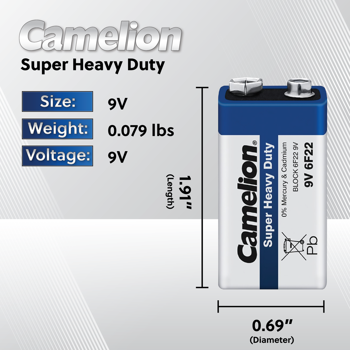 Camelion 9V Super Heavy Duty Batteries Pack of 6