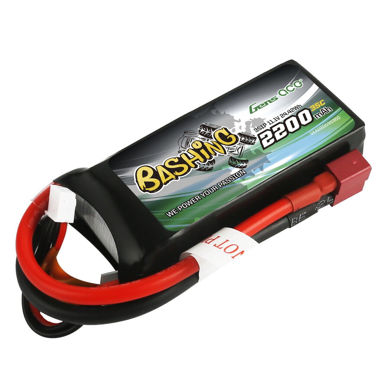 Gens Ace Bashing Battery 11.1V 35C 3S Lipo Battery Pack With Deans T Plug - Battery World