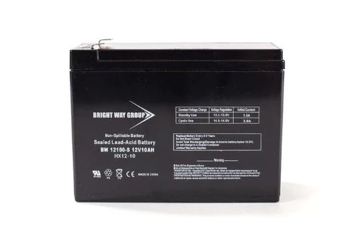 12v 10Ah Rechargeable Battery Bright Way F2 Terminal AGM - Battery Liquidator