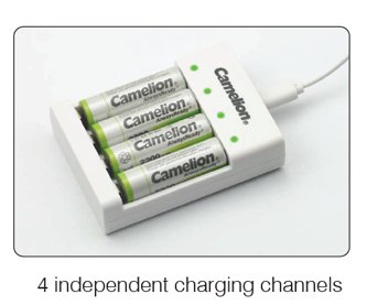 4 Pack of AA & AAA Ni-Mh Rechargeable Batteries with Charger - Camelion - Battery Liquidator