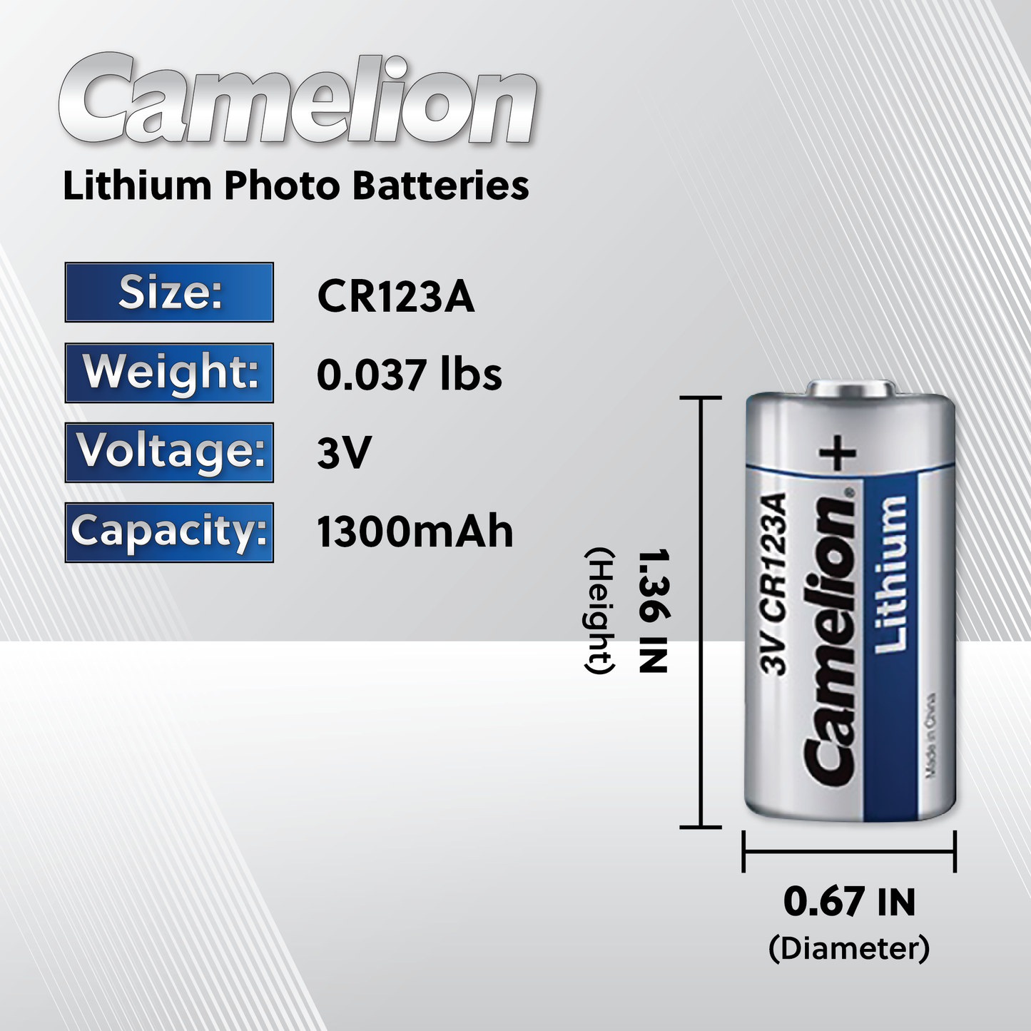 Camelion CR123A/ 123 3V Lithium Battery