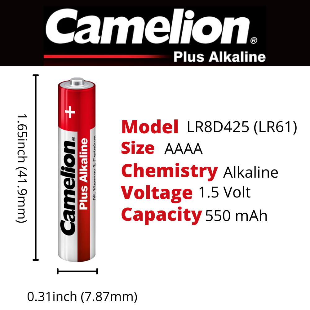 Camelion AAAA Plus Alkaline Batteries Pack of 2