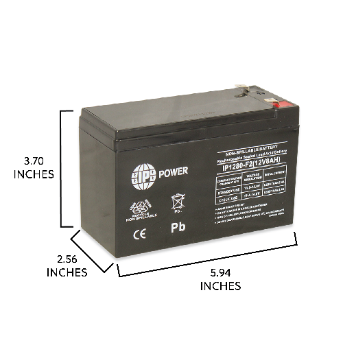 IP POWER IP1280-F1 12V 8Amp F1 Terminal SLA Rechargeable Battery