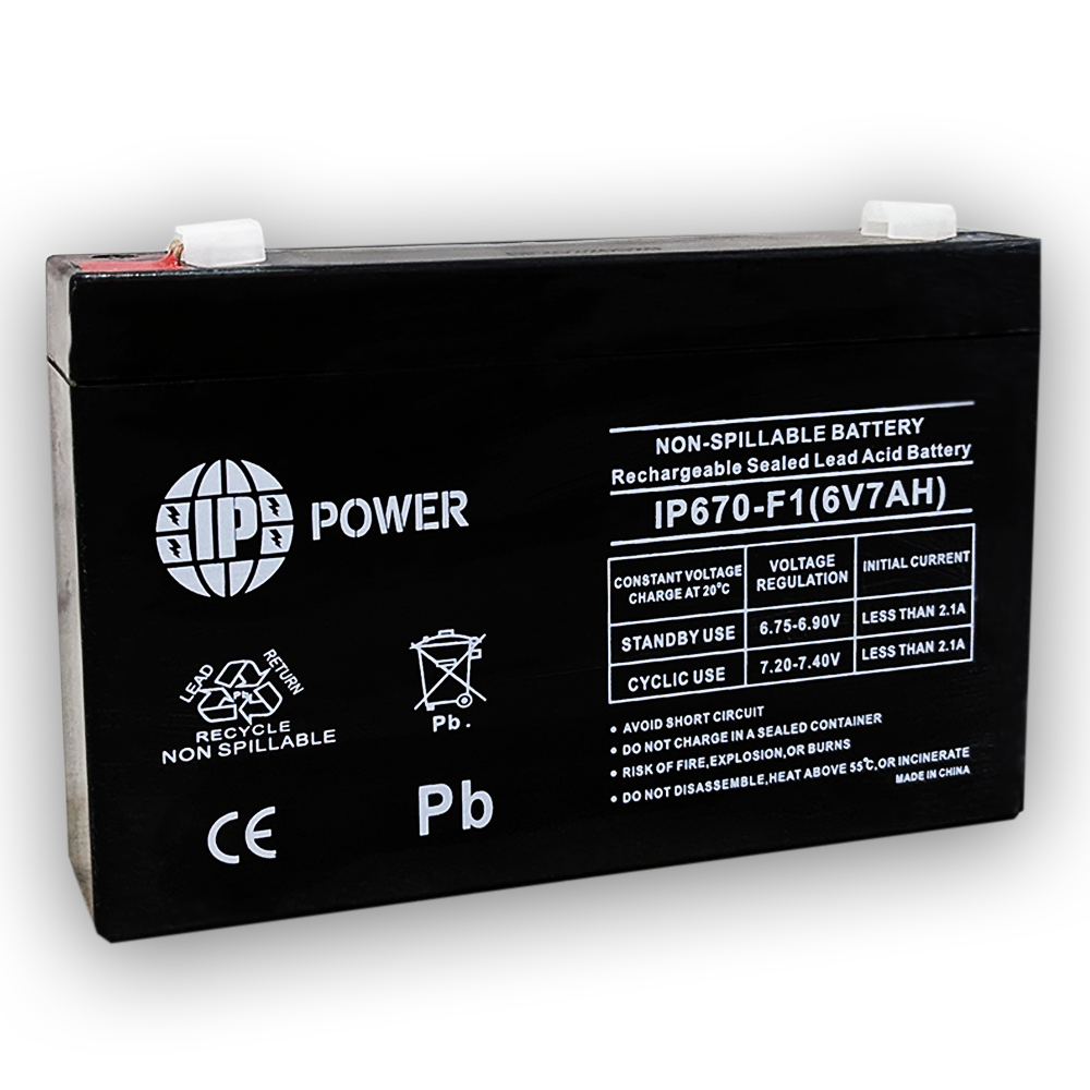 IP POWER 670-F1 6Volt 7Ah F1 Terminal SLA Rechargeable Battery