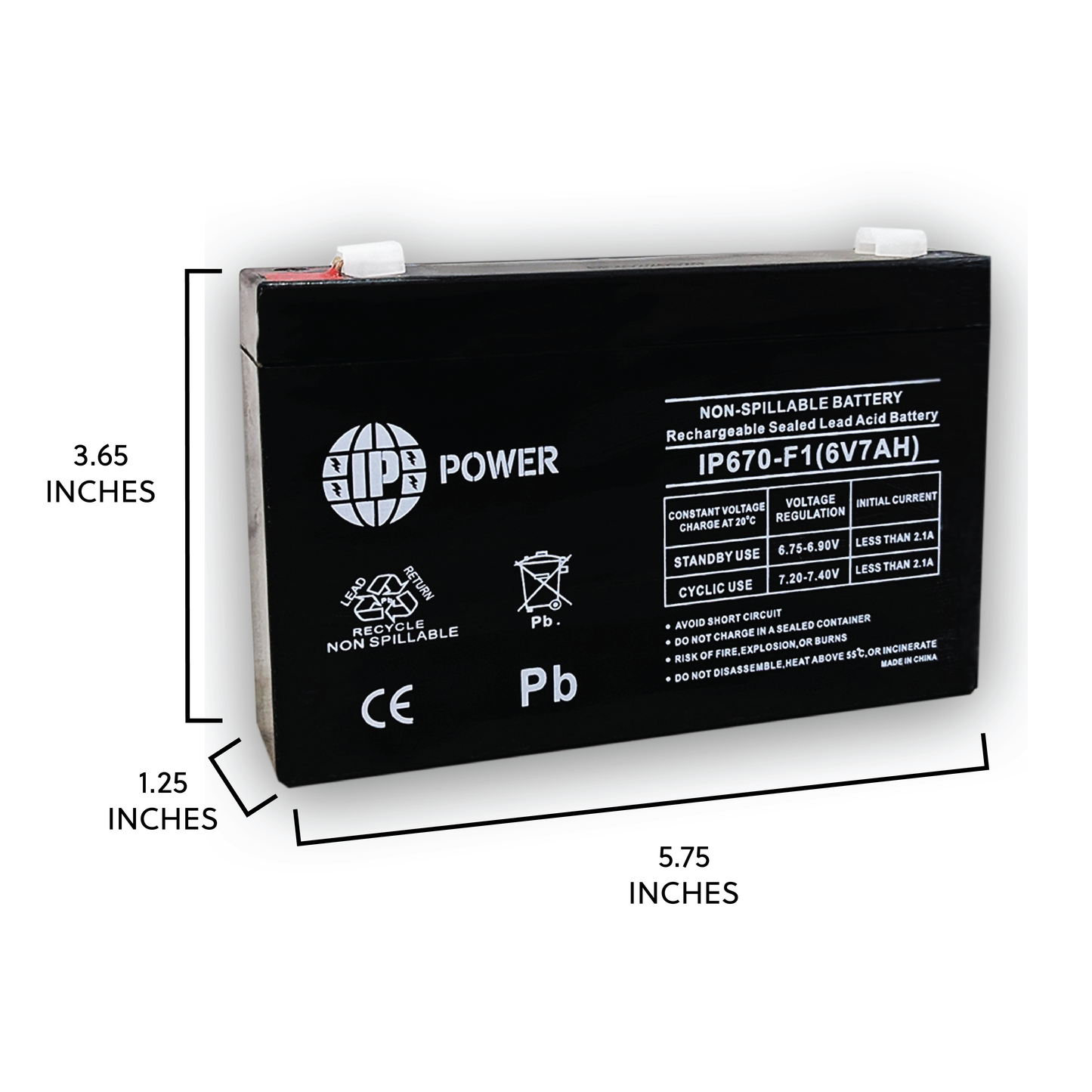 IP POWER 670-F1 6Volt 7Ah F1 Terminal SLA Rechargeable Battery