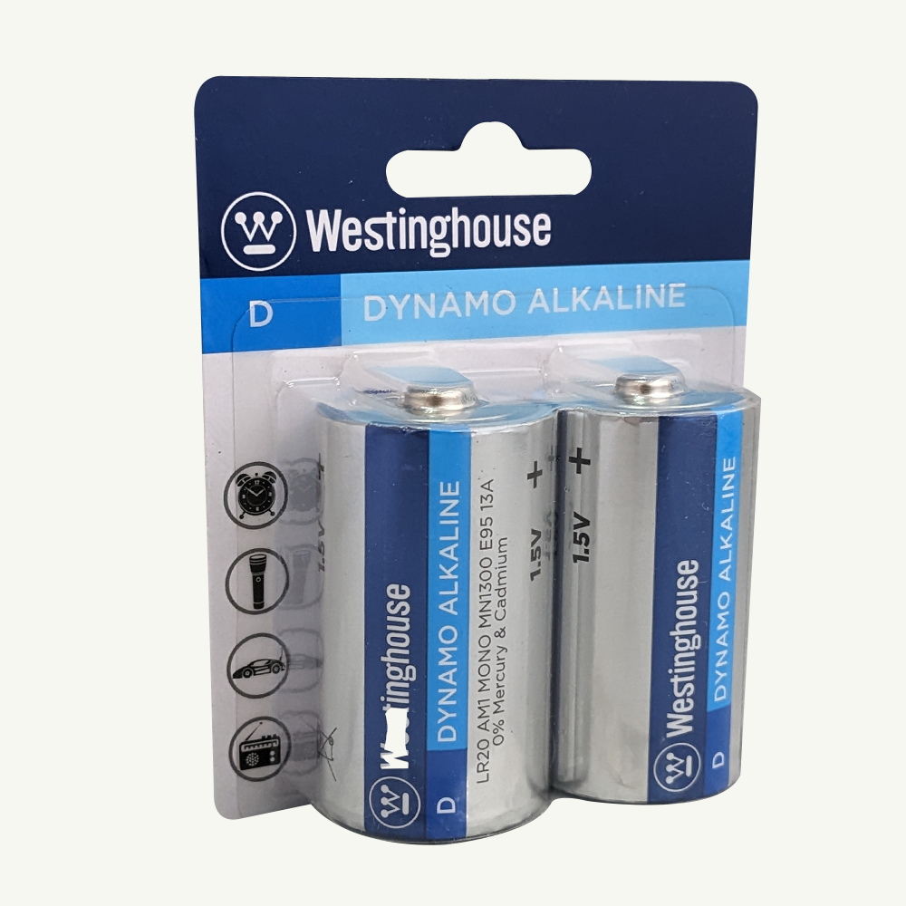 Westinghouse D Dynamo Alkaline Batteries Pack of 2