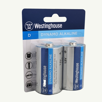 Westinghouse D Dynamo Alkaline Batteries Pack of 2