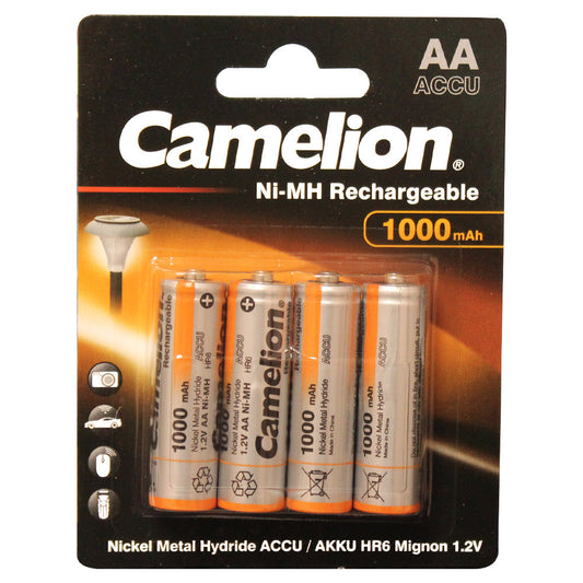 Camelion AA Ni-Mh 1000mAh Rechargeable Batteries Pack of 4