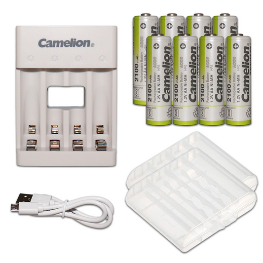 Camelion AA Ni-Mh Always Ready Rechargeable Batteries Pack of 8 with Charger