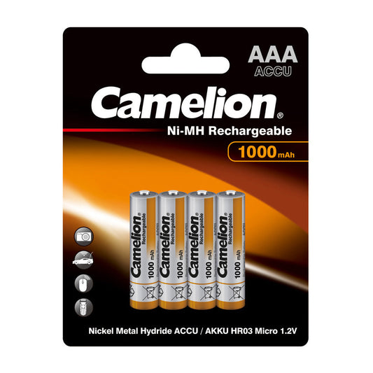 Camelion AAA Ni-Mh 1000mAh Rechargeable Batteries Pack of 4