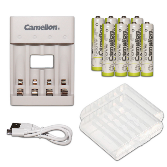 Camelion AAA Ni-Mh Always Ready Rechargeable Batteries Pack of 8 with Charger