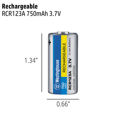 Westinghouse RCR123A/ 123 750mAh Rechargeable Lithium Ion Battery