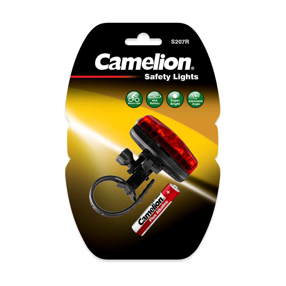 Camelion S207R Battery Operated Rear LED Bicycle Safety Light