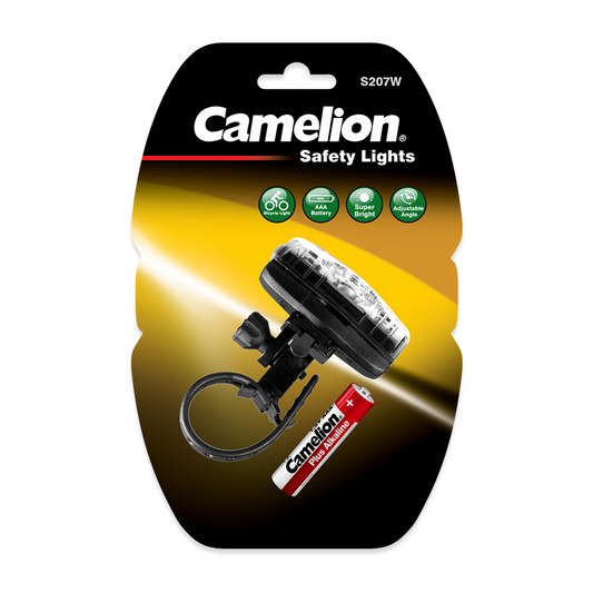 Camelion S207W Battery Operated Front LED Bicycle Safety Light