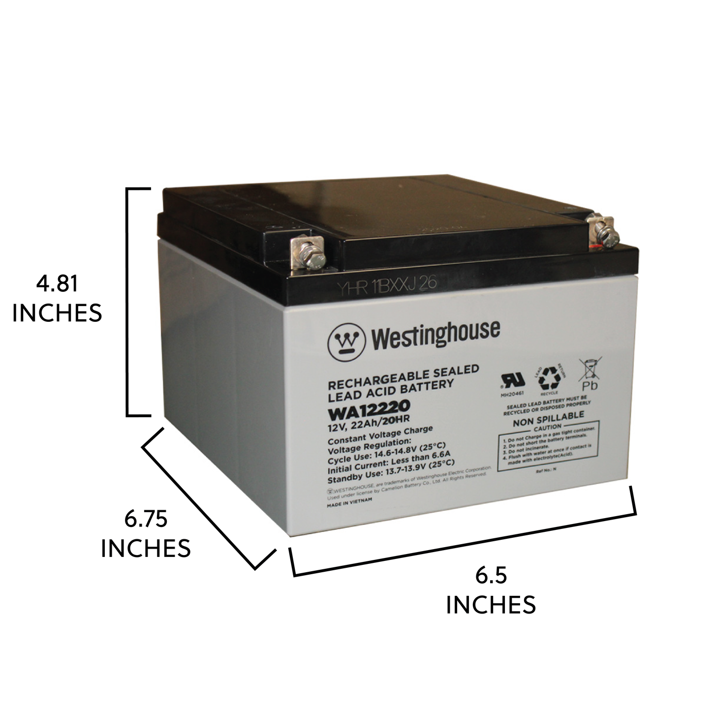 Westinghouse WA12220 12V 22Ah F13 Terminal Rechargeable Battery