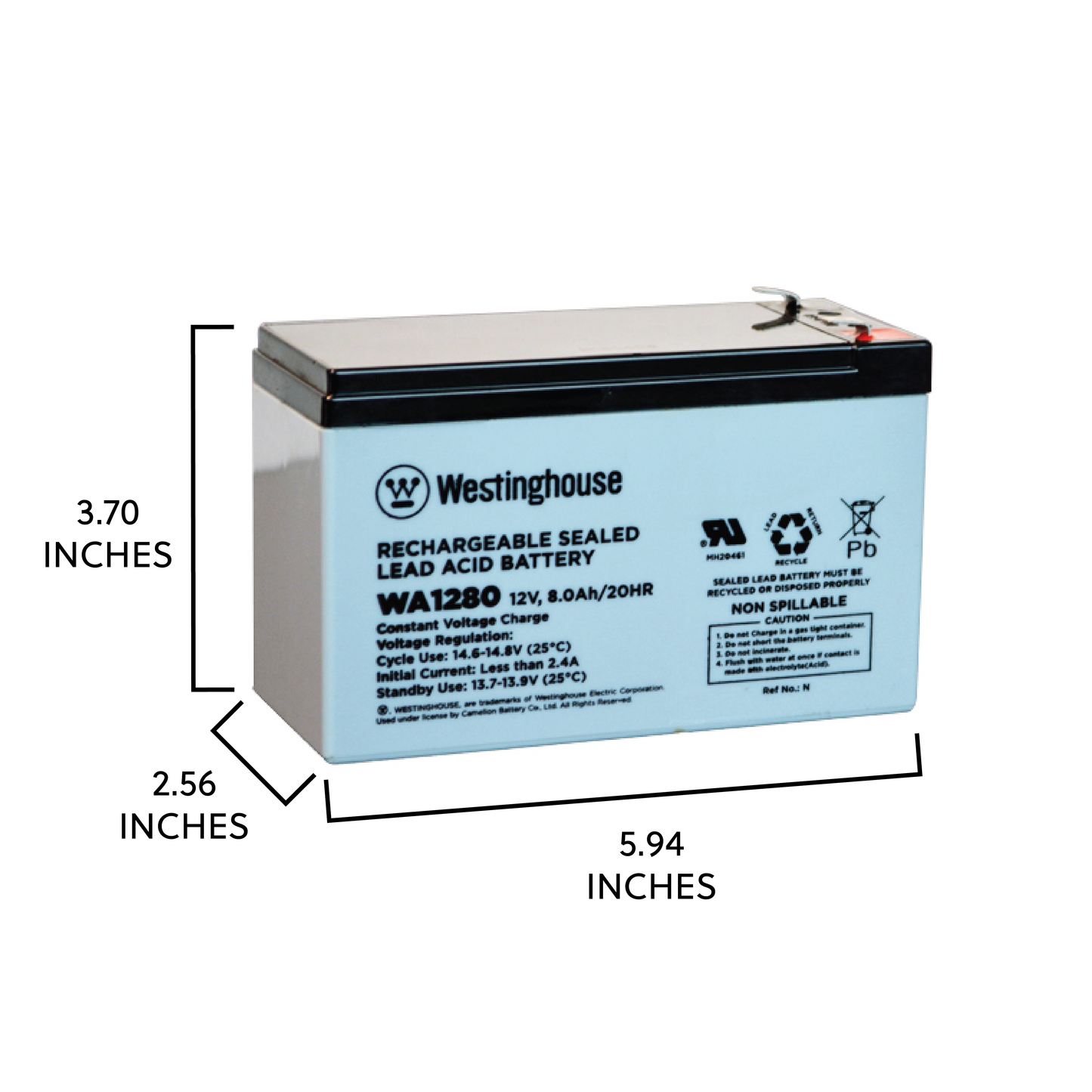 Westinghouse WA1280 12V 8Ah F1 Terminal Rechargeable Battery