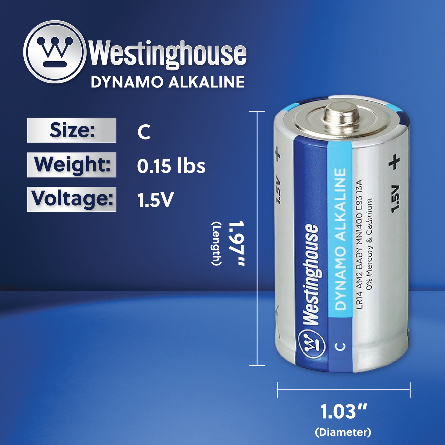 Westinghouse C Dynamo Alkaline Batteries Pack of 6