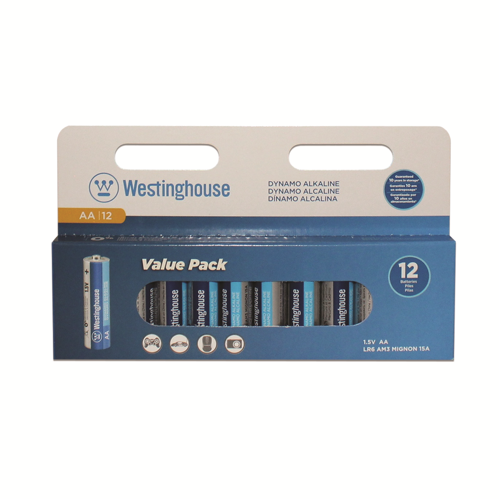 Westinghouse AA Plus Alkaline Batteries Hangable Pack of 12