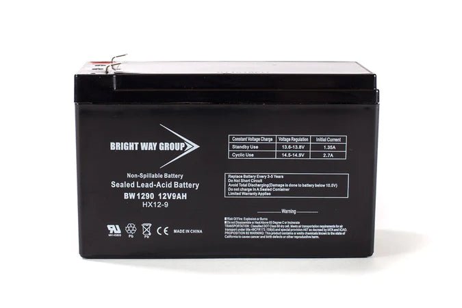 Bright Way BW1290 12V 9Ah F2/ Nut and Bolt Terminal AGM Rechargeable Battery - Battery Liquidator