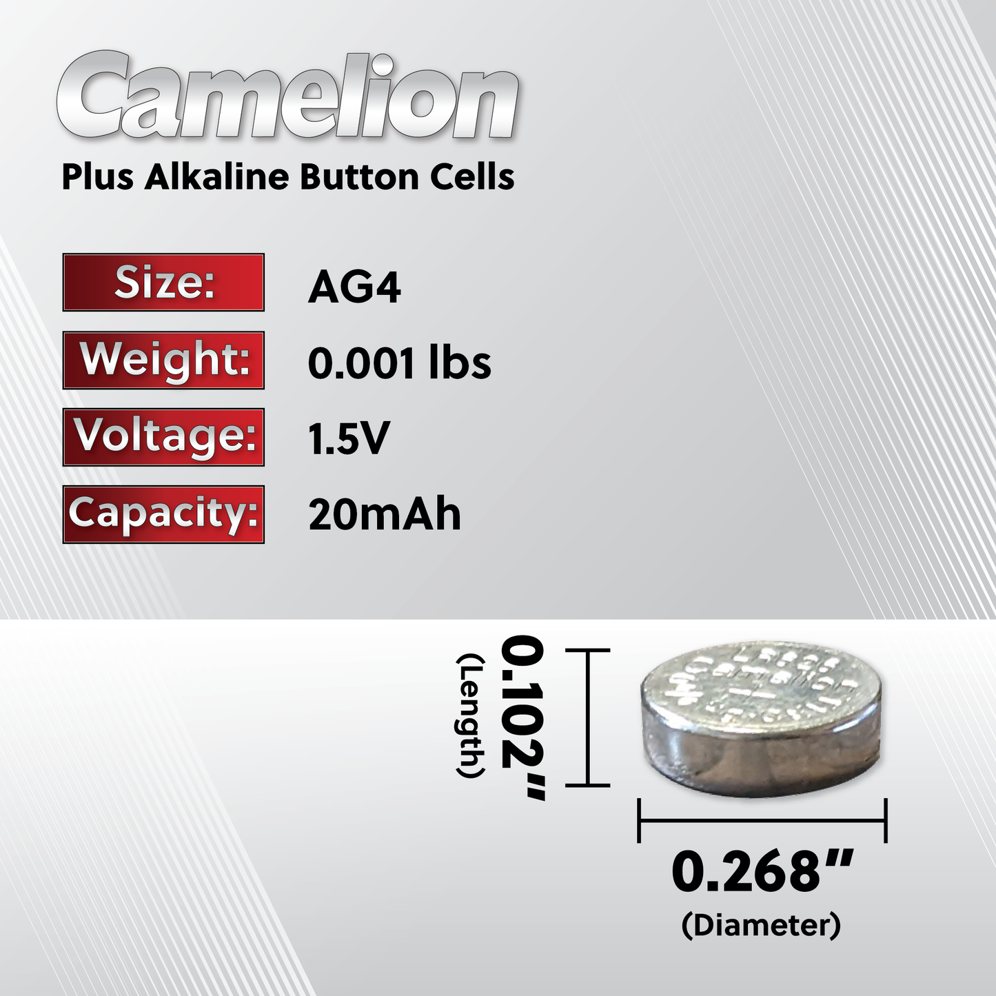 Camelion AG4 / 377 / LR626 1.5V Coin Cell Battery Pack of 2