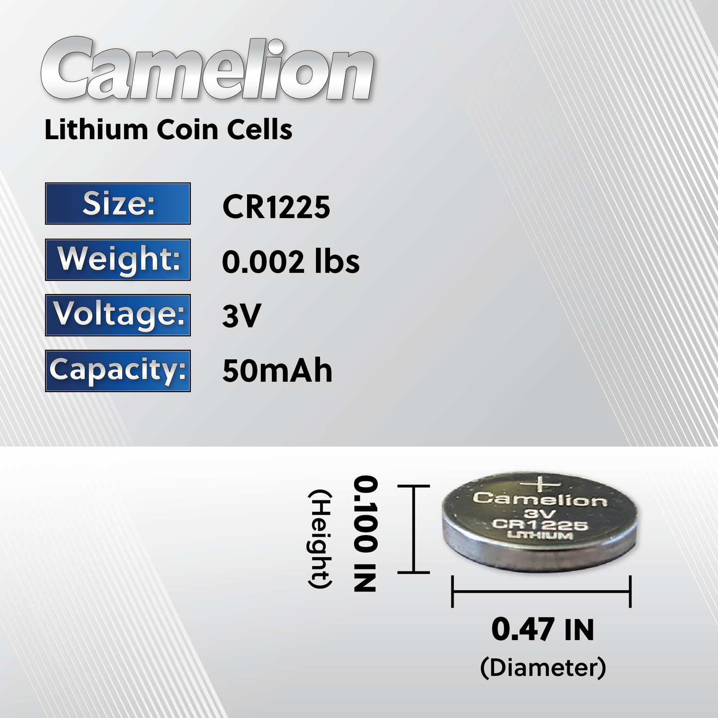 Camelion CR1225/ 1225 3V Lithium Coin Cell Battery